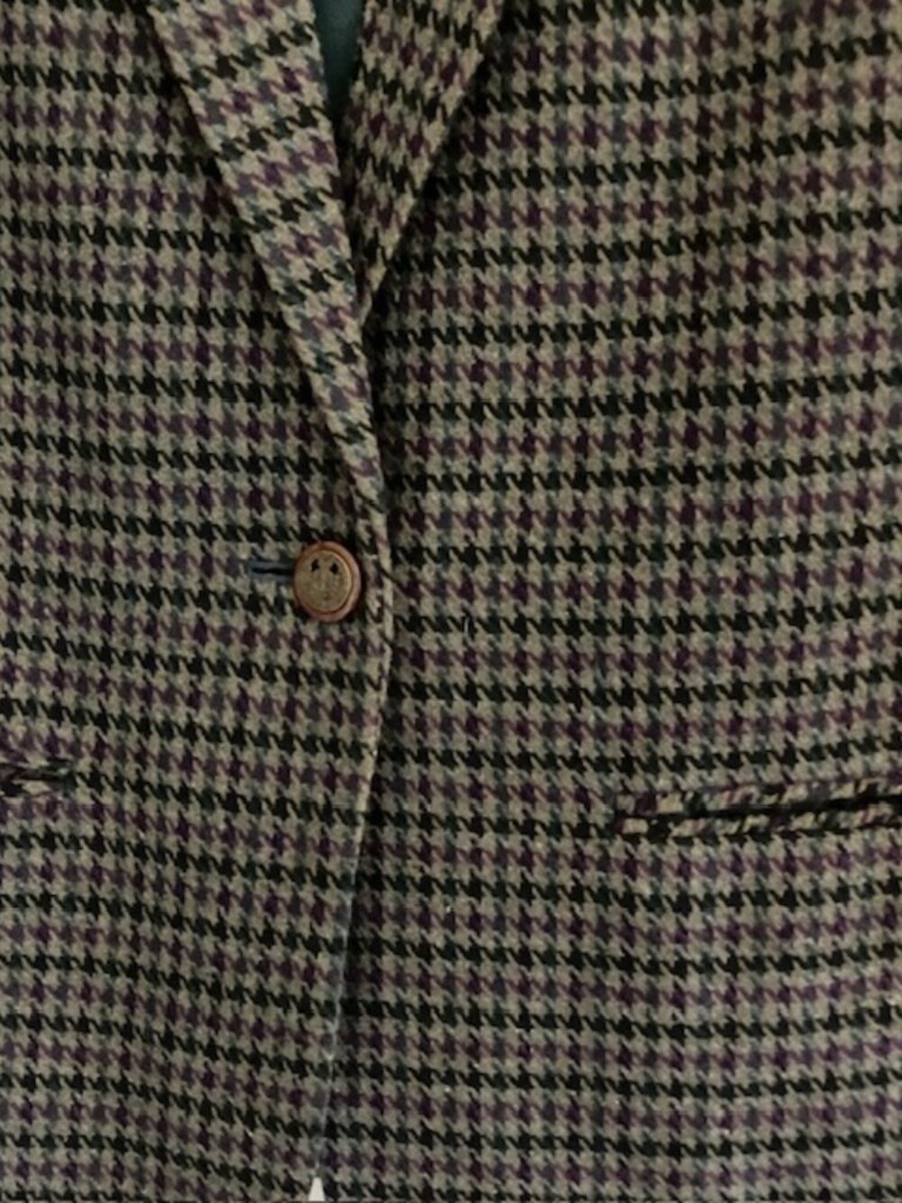 Sag Harbor wool houndstooth plaid blazer size 10p gray, hunter green tailored - Picture 6 of 6